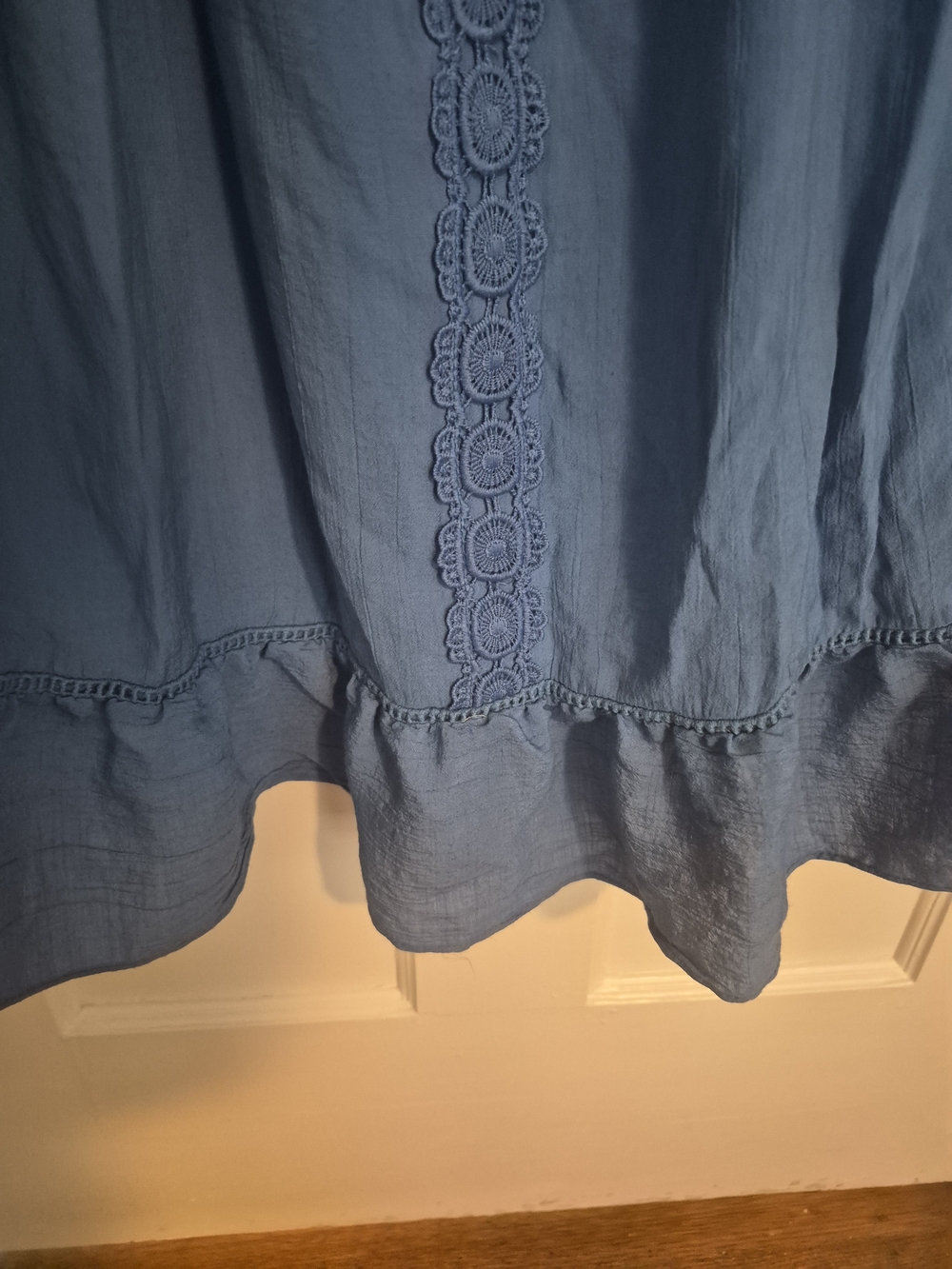 Women's Blue Peasant Tunic with Crochet Detail - Picture 4 of 5